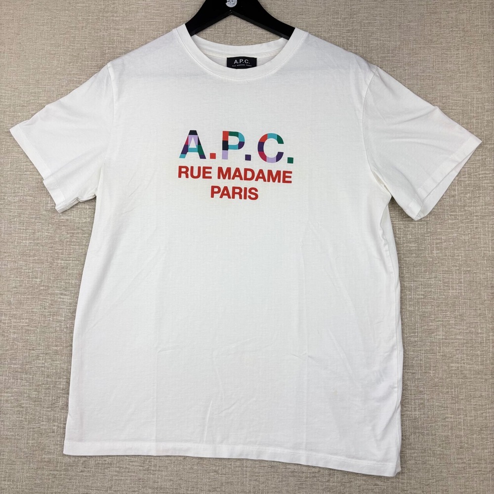 APC Rue Madame Paris Logo Mens Medium Graphic T-Shirt White